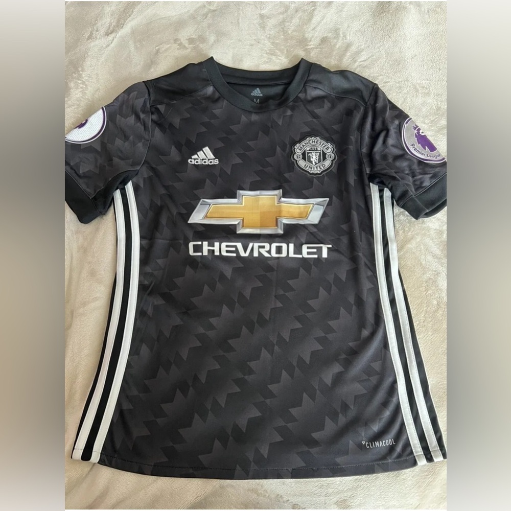 Pre-Owned Adidas Manchester United Pogba #6 2017-18 Away Black Jersey Youth M